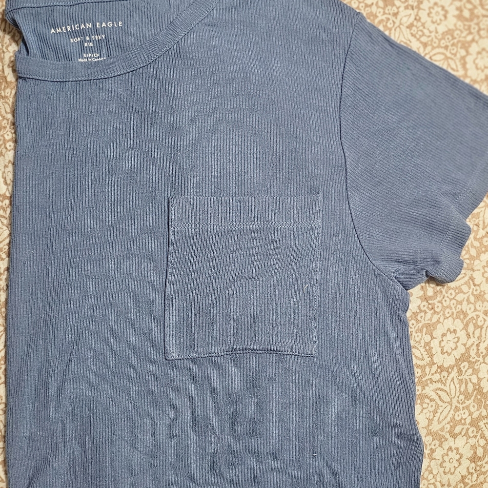 American Eagle Outfitters Slate Blue Short Sleeve Tee